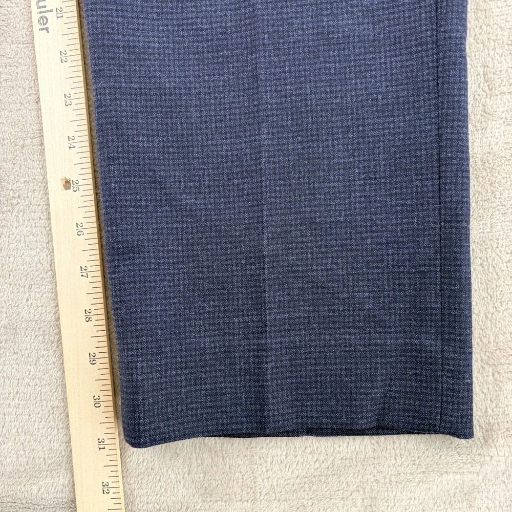 Banana Republic Slim Fit Trouser Pants in Blue Micro Check Men 34x31 Stetch Wool